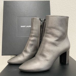 YSL Gunmetal Gray Lou Zip Bootie